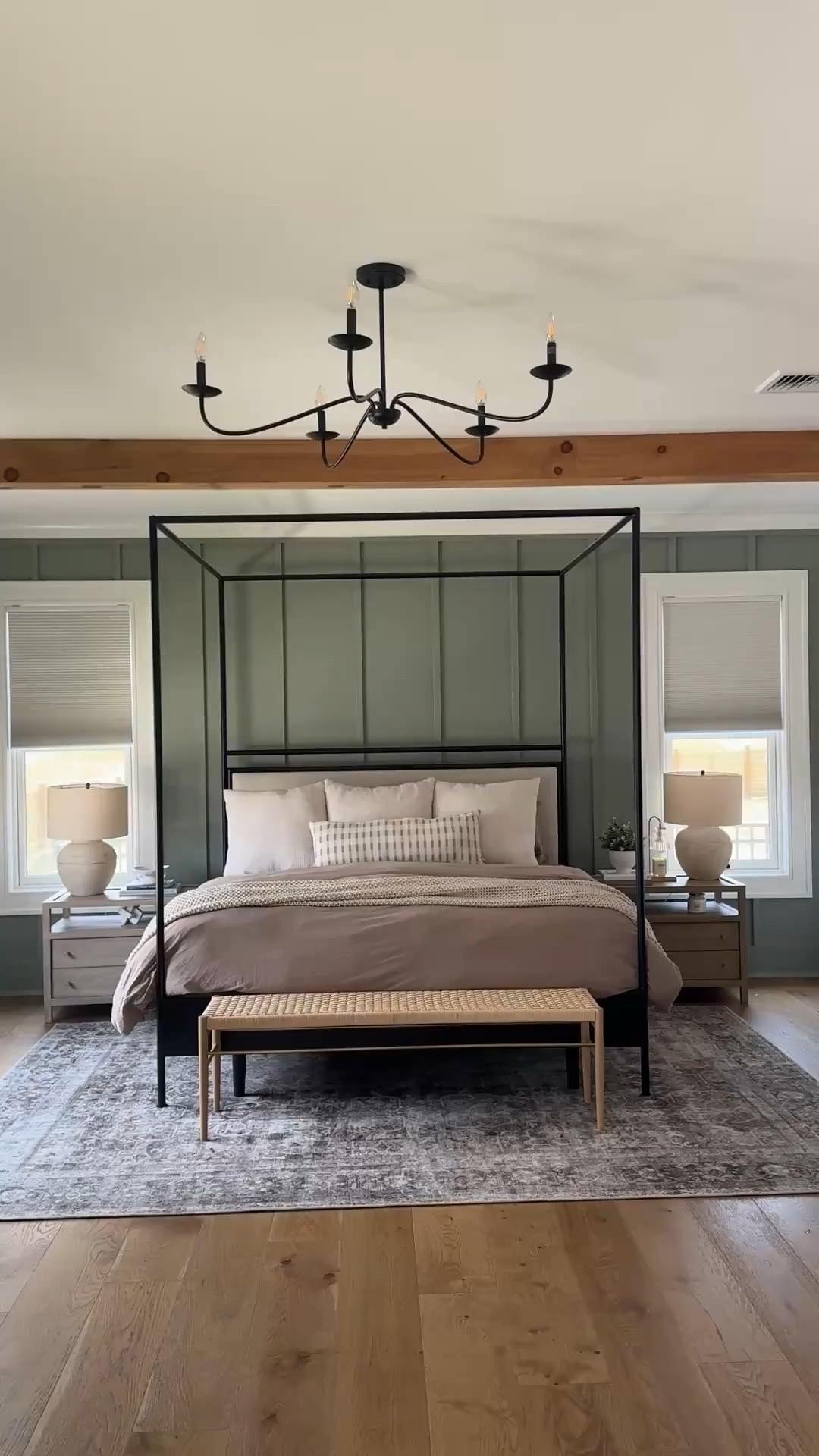 Primary bedroom views! 

Accent wall color: SW Evergreen Fog 

#LTKSaleAlert #LTKHome