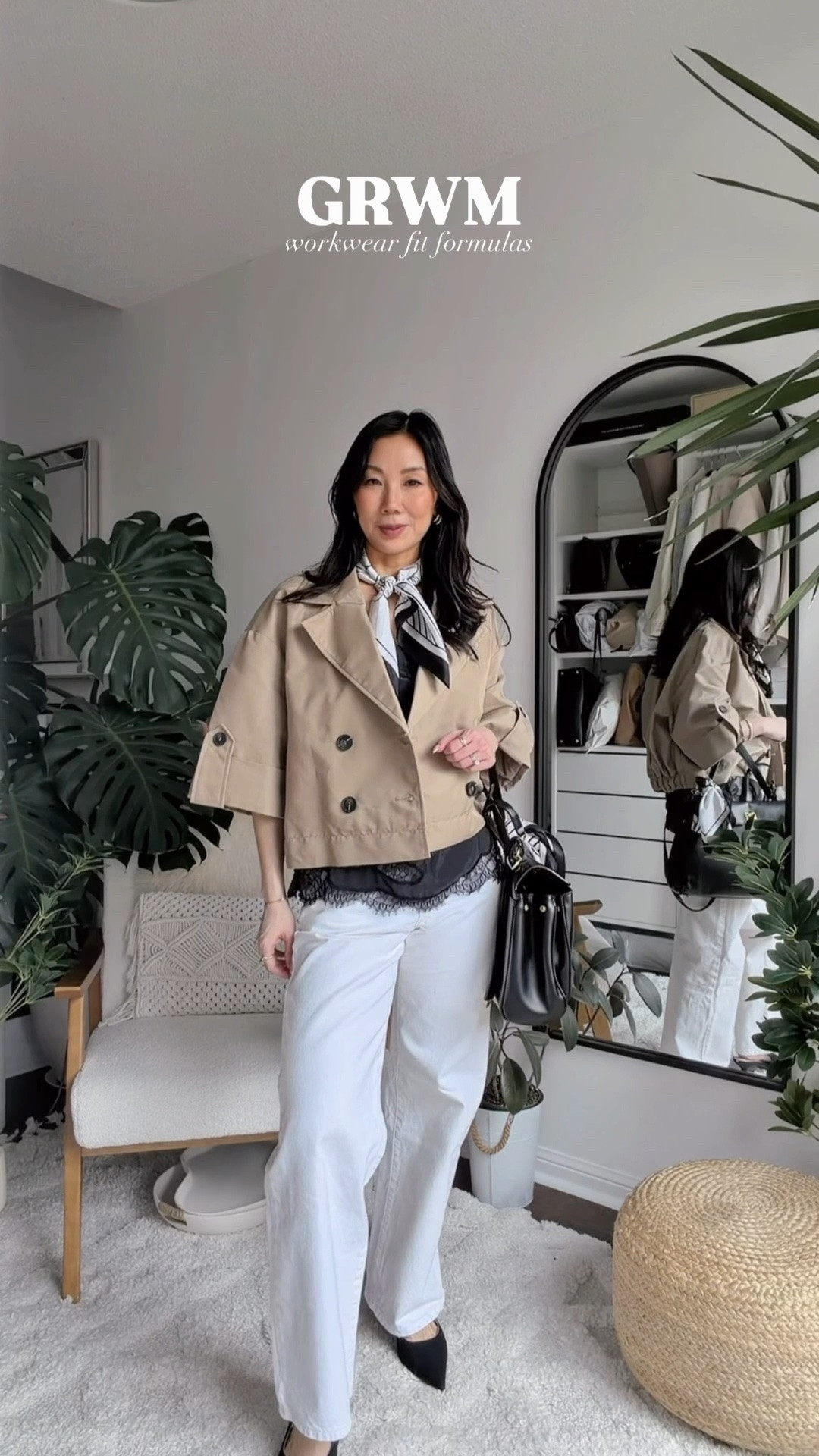 The formula that never fails.
Black lace cami + wide-leg white jeans + crop trench + silk scarf at the neck. It’s giving quiet luxury without trying too hard — and every single piece earns its spot in a capsule wardrobe.

The crop trench is the spring jacket I keep reaching for. It elevates literally everything.
Linked on LTK — tap to shop the full look.

#LTKjeans #LTKworkwear #LTKmodest