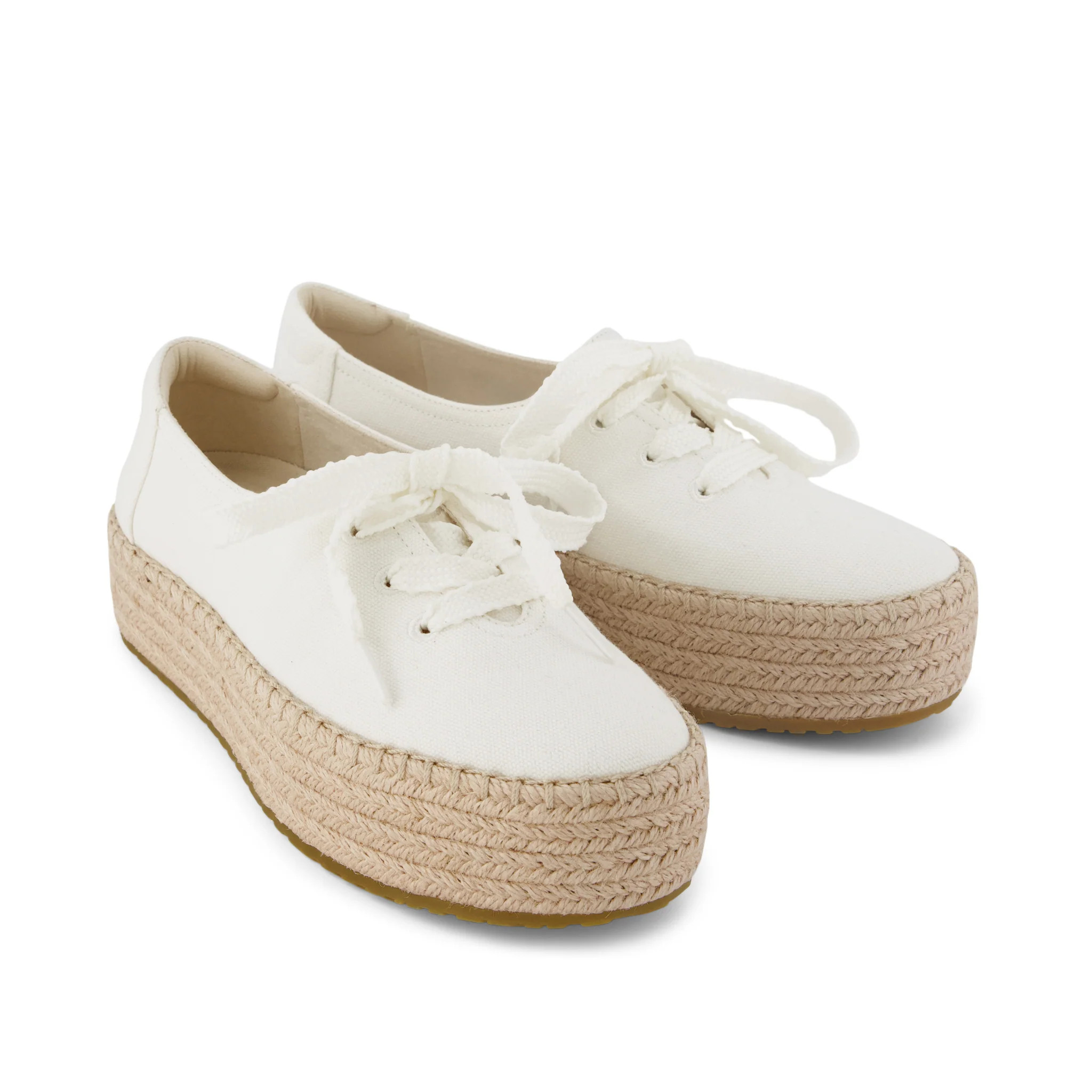 Womens Valencia Lace-Up Platform Espadrille White Canvas | Toms EMEA