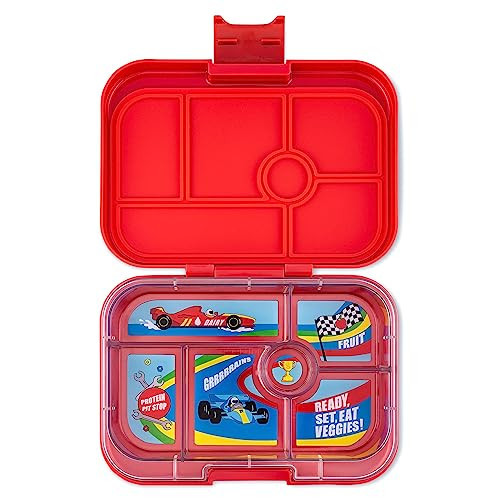 Yumbox® Original Leakproof Bento Lunch box for Kids, 5 Compartments + Dip Well, Easy-Open Latch, Just Right Portions, Removable Illustrated Tray (Roar Red - Race Cars), Ages 3-7 | Amazon (US)