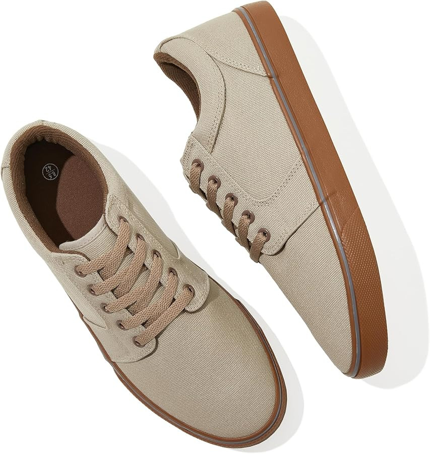 BENPAO Mens White Casual Shoes All Black Fashion Sneakers for Men Low Top Lace Up Canvas Shoes | Amazon (US)