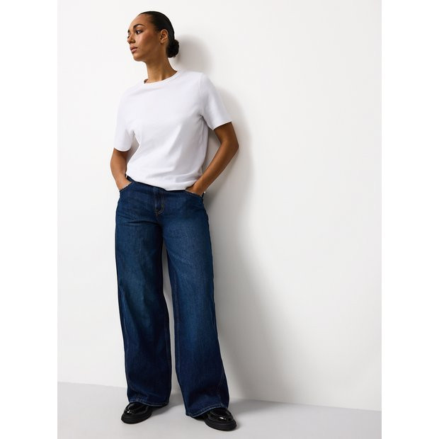 Baggy Wide Leg Dark Blue Jeans 10R | Tu Clothing