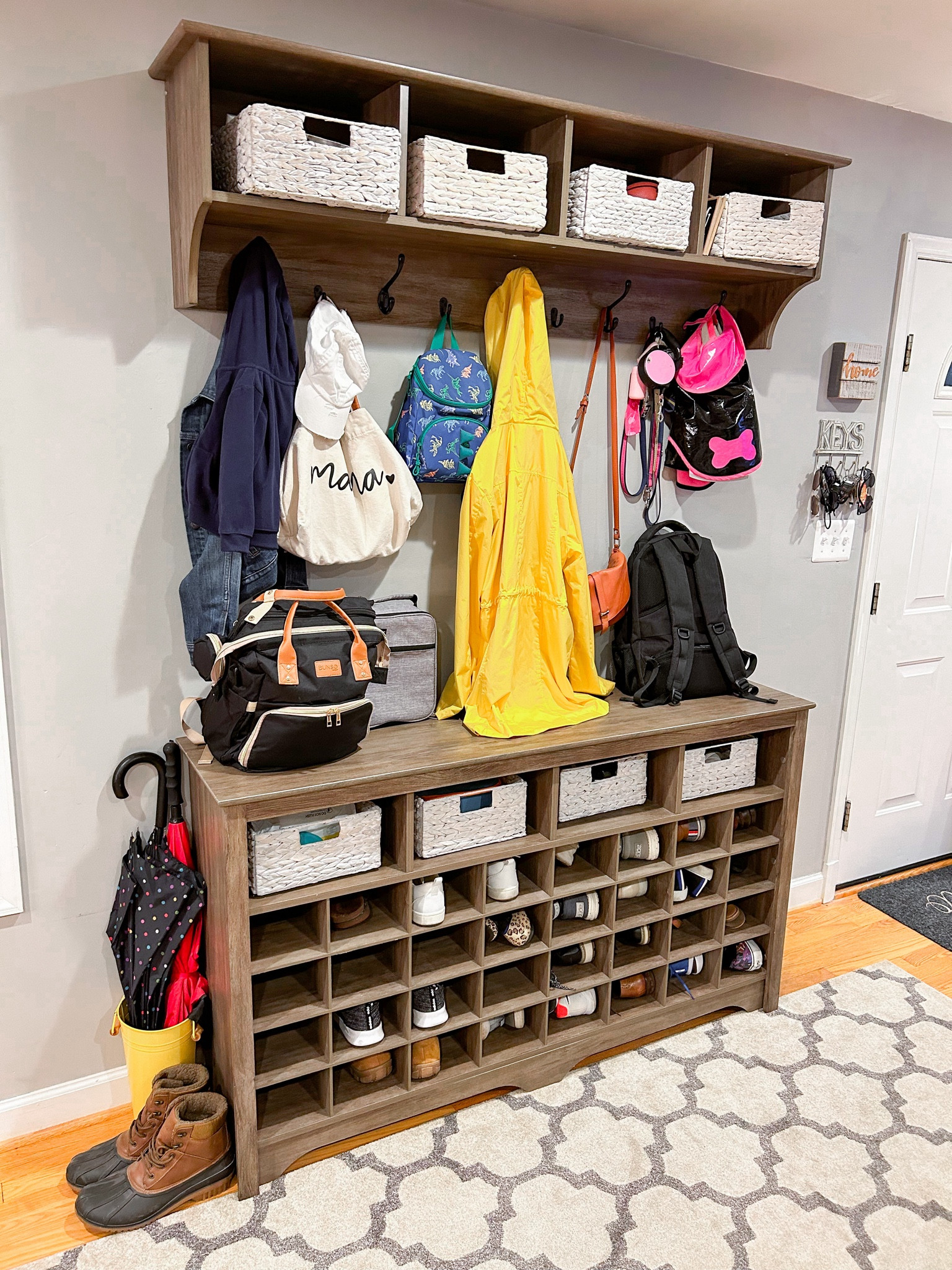 The most functional entryway wall. Don’t have a coat closet? This is a good alternative.



#LTKhome