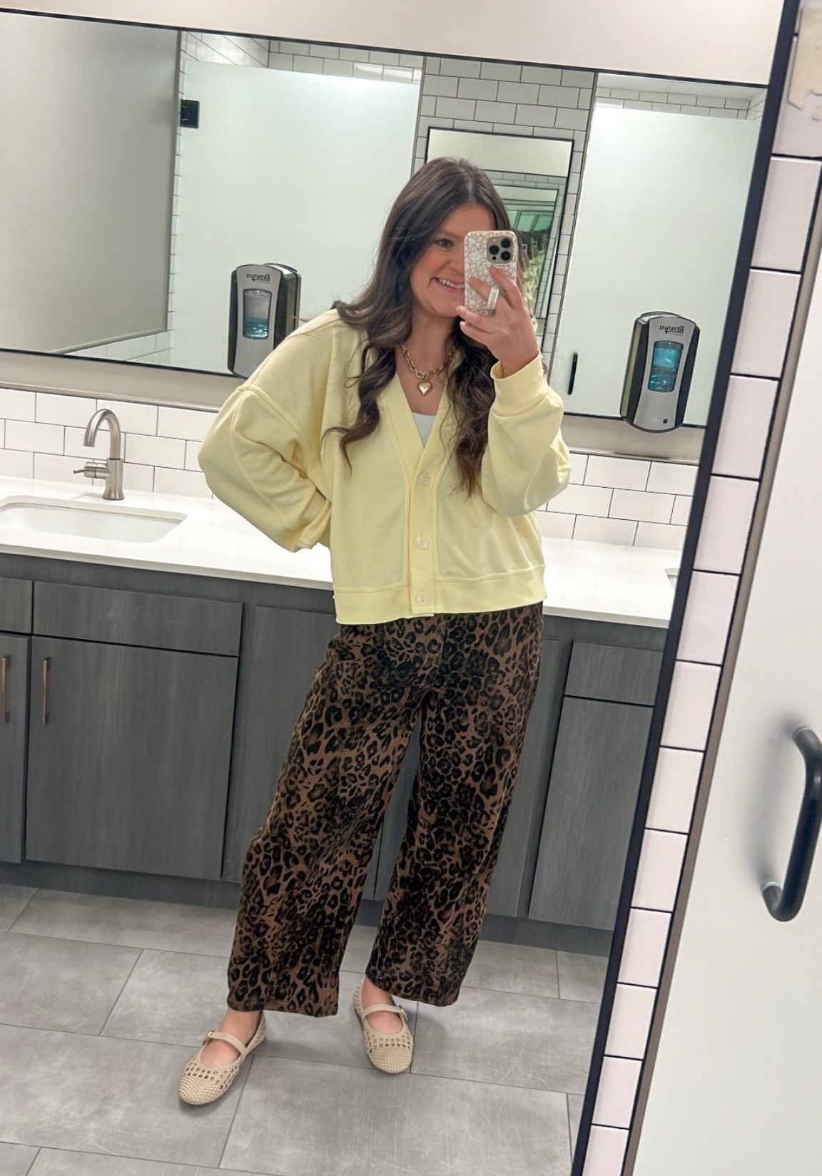 Obsessed with this comfy cute work outfit! The yellow and leopard is the my new fave combo. It’s so pretty for spring! These battle jeans have an elastic drawstring waist so super comfy and not tight. I’m wearing M, true to size. 

Shoes are tts, 7.5. Cardigan is size L, I sized up. I am linking a few other yellow cardigans that I think would be so cute too! 

Yellow cardigan / yellow top / yellow outfit / spring outfit / leopard pants / leopard jeans / barrel leopard jeans / barrel jeans / Amazon jeans / drawstring waist / comfy jeans / comfy pants / fun pants / leopard print / mom jeans / mom outfit / comfy mom outfit / comfy work outfit / mom work outfit / mom workwear / comfy mom workwear / teacher outfit / office outfit / SAHM outfit / everyday mom outfit / comfy but cute / neutral shoes / tan flats / work shoes / work appropriate / working mom / spring outfits / business casual

#LTKmomlife #LTKWorkwear #LTKootd