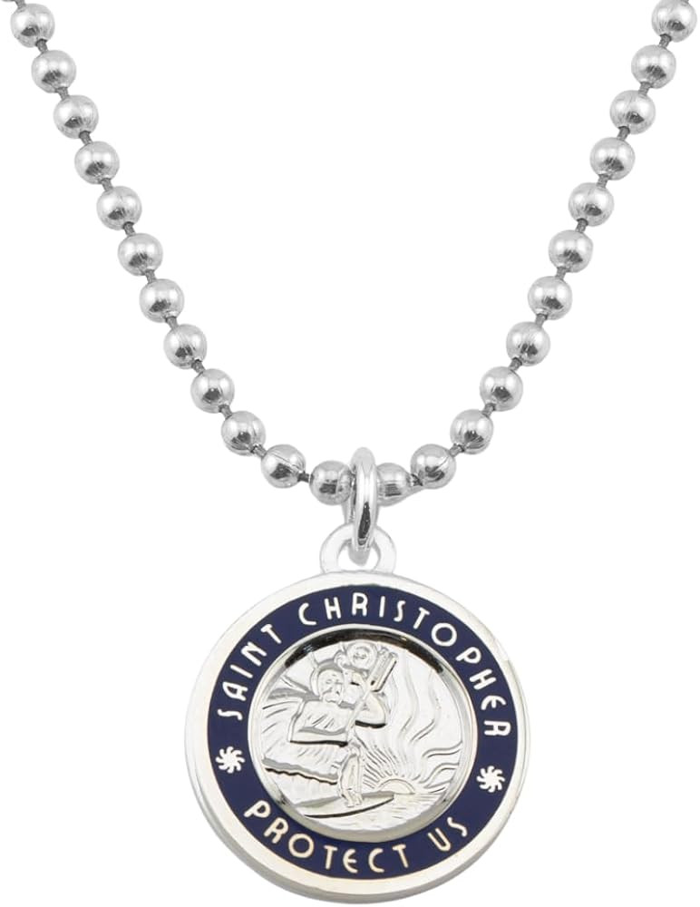 Get Back Necklaces St. Christopher Surf Necklace | Medium, 3/4” Silver Plated Medallion, 24” ... | Amazon (US)