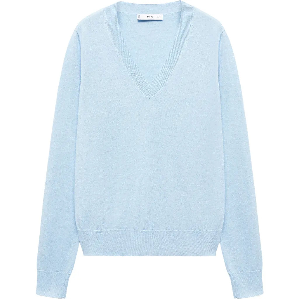 MANGO V-Neck Sweater in Blue at Nordstrom, Size Small | Nordstrom