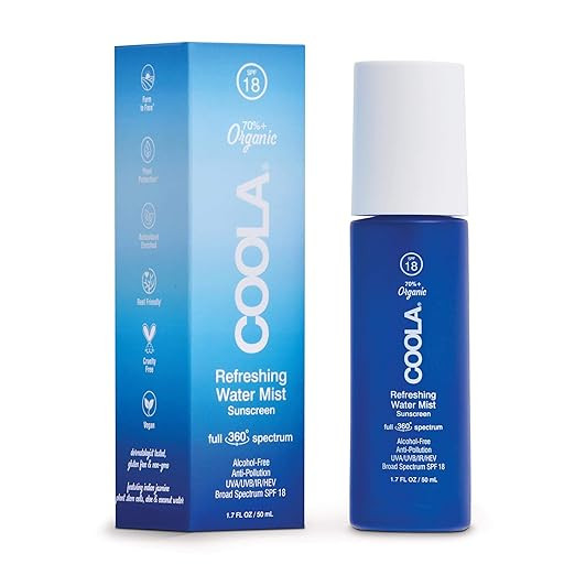COOLA Organic Refreshing Water Mist Face Moisturizer with SPF 18, Dermatologist Tested Face Sunsc... | Amazon (US)