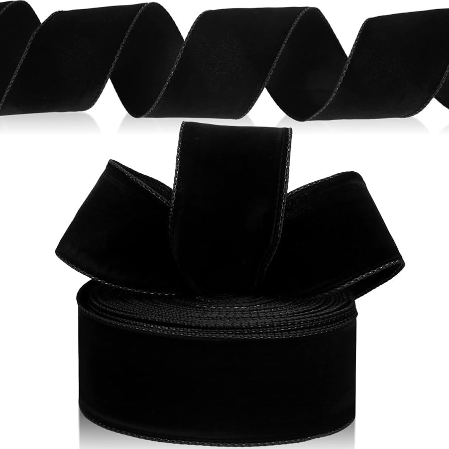 Christmas Velvet Wired Ribbons with Gold Edge Xmas Gift Bow Wrapping Ribbon Waterproof Felt Ribbo... | Amazon (US)
