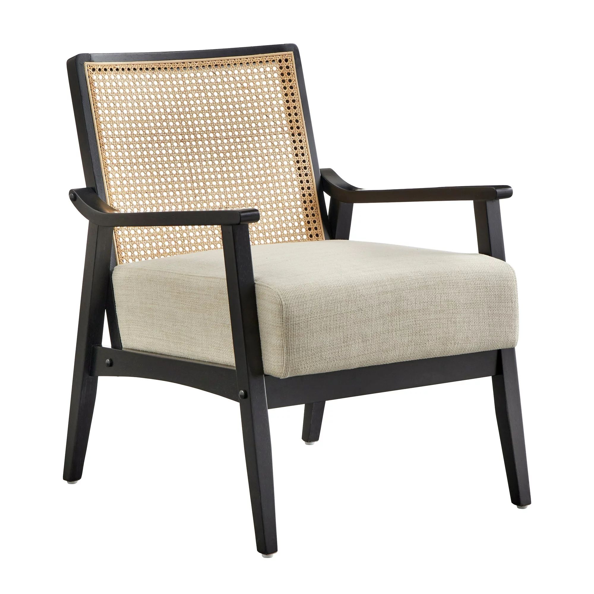 Lifestorey  Serena Cane and Solid Wood Accent Chair Black | Walmart (US)