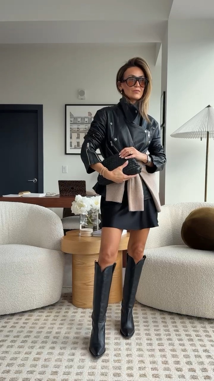 A classic motorcycle jacket styled in a few ways 🖤 Comment LEATHER and I’ll send you a DM with all of the links to shop 💫 you can always check my stories for direct links, highlights or shop via link in my bio! 

Jacket fits small, size up small 
Dress and sweaters - small 


#LTKgrwm #LTKootd #LTKOver40