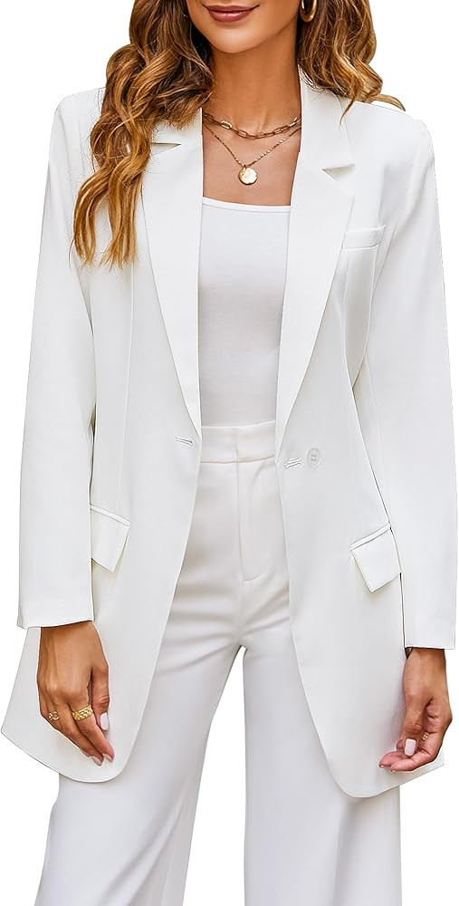 luvamia 2023 Blazers for Women Business Casual Outfits Fashion Dressy Long Suit Jacket Office Bel... | Amazon (US)