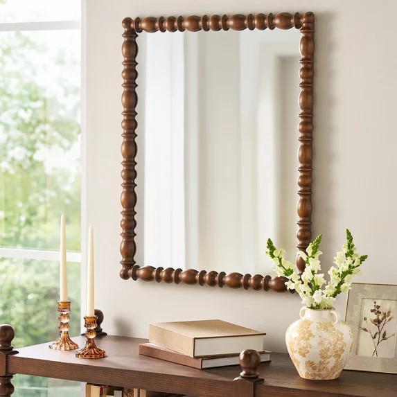 The Pioneer Woman Harper Spindle Wood Decorative Wall Mirror, Beaded Turned Wood Mirror, Rustic B... | Walmart (US)