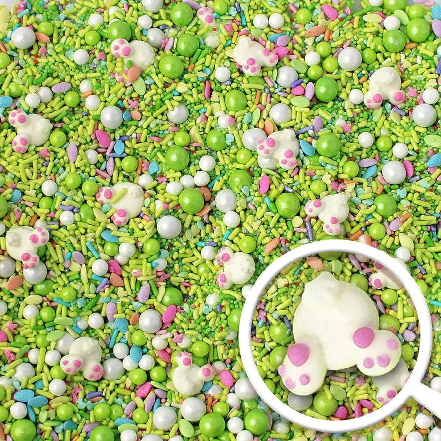Green White Pastel Sprinkles| Cottontail Sprinkles Mix| White Bunny Royal Icings| Easter Sprinkle... | Amazon (US)