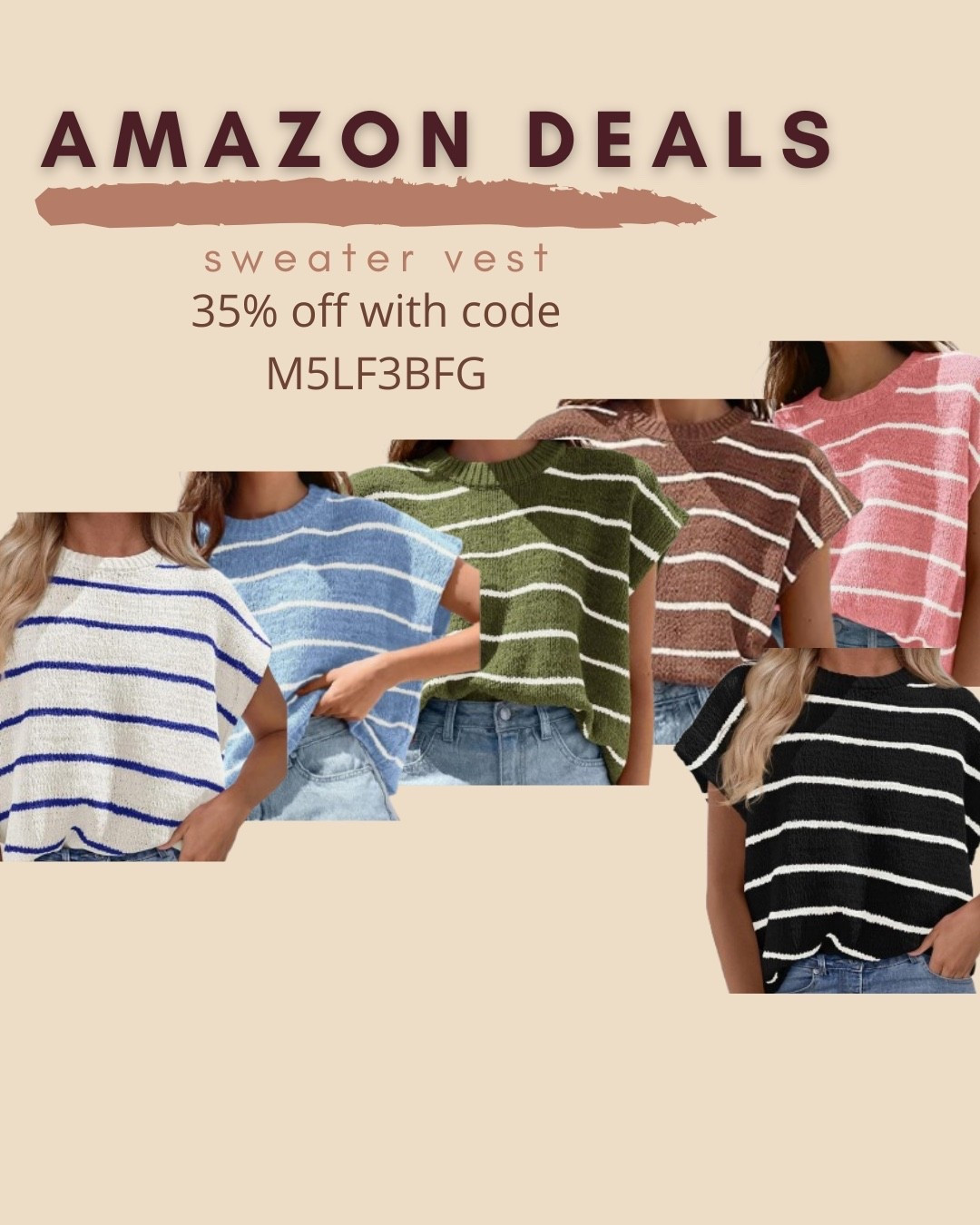 $13 ends 5/3

Amazon fashion
Amazon deals
Sweater vest
Striped top


#LTKSaleAlert