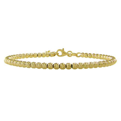 Italian Sterling Silver Diamond-cut 3mm Beads Bracelet (Yellow) | Amazon (US)