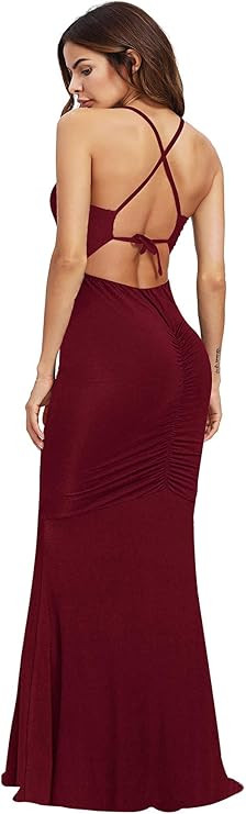 SheIn Women's Strappy Backless Summer Evening Party Maxi Dress | Amazon (US)