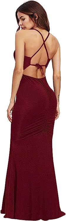 SheIn Women's Strappy Backless Summer Evening Party Maxi Dress | Amazon (US)