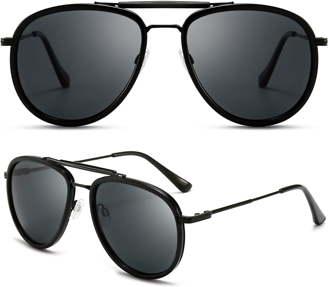 SUNGAIT Oversized Retro Aviator Sunglasses for Men Women Polarized Vintage Pilot Shades Metal Frame  | Amazon (US)
