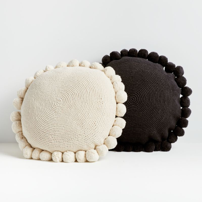 Pico 18" Round Pom Pom Pillows | Crate and Barrel | Crate & Barrel