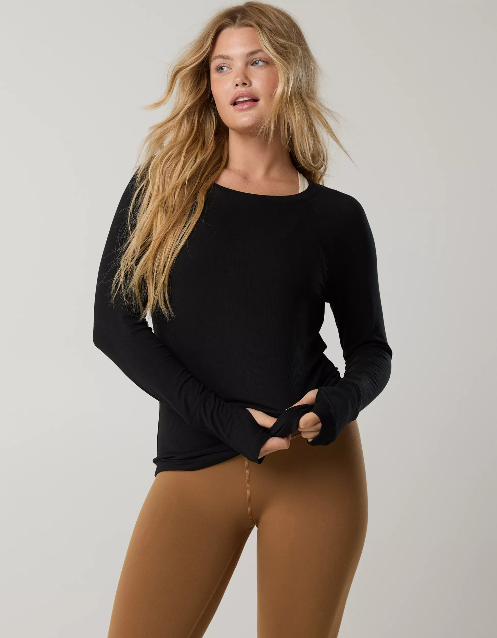 OFFLINE By Aerie Thumbs Up Ribbed Long Sleeve T-Shirt | Aerie