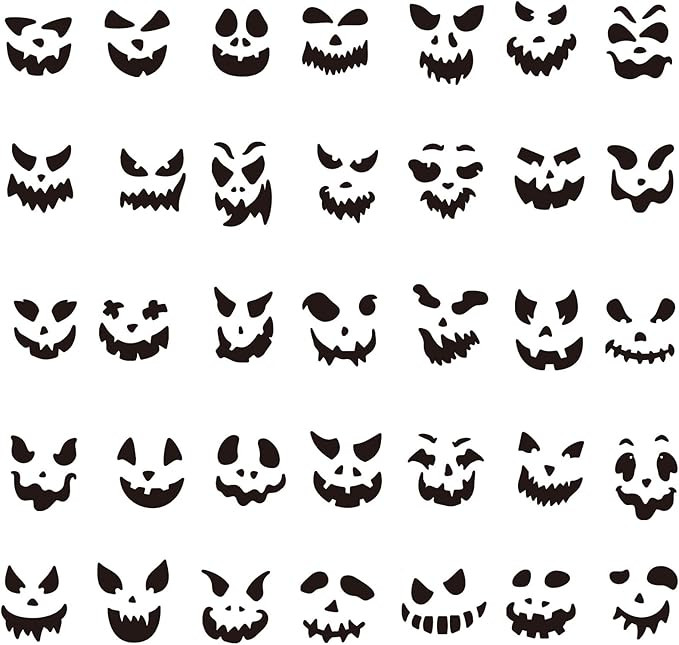 35 Pack Pumpkin Decorating Stickers, Halloween Pumpkin Face Stickers, Halloween Jack-O-Lantern Fa... | Amazon (US)