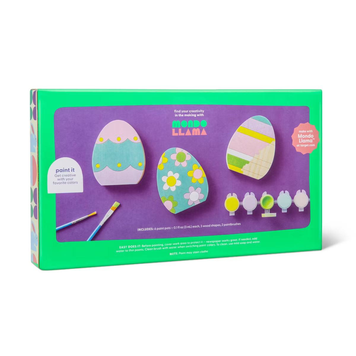 3pk Paint-Your-Own Easter Eggs Wood Kit - Mondo Llama™ | Target