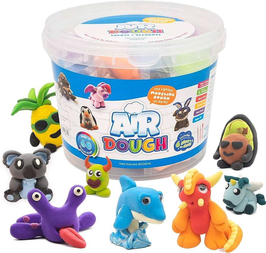 Air Dough - 60 Bags of Colored, Air Dry, Ultra Light, Non-Toxic Modeling Clay in a Bucket Includi... | Amazon (US)