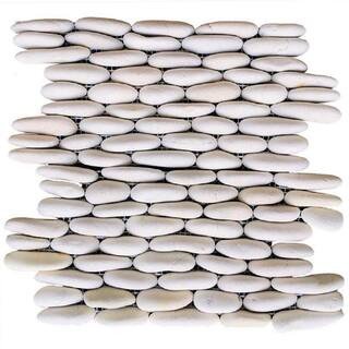 Rain Forest White Stacked 12 in. x 12 in. x 0.75 in. Natural Finish Stone Pebble Wall Tile (5.0 s... | The Home Depot