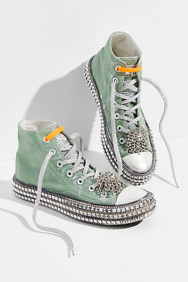 Cruise Studded Hi Top Sneakers by Nan-ku at Free People, Aloe, EU 37 | Free People (Global - UK&FR Excluded)