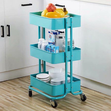 3-Tier Home Kitchen Storage Utility cart-Turquoise | Walmart (US)