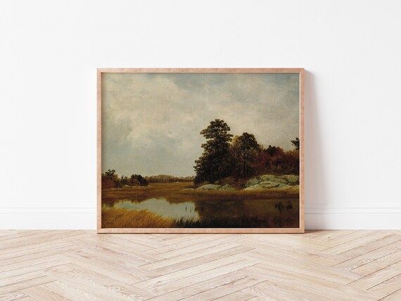 October in the Marshes - Instant Digital Download Vintage Oil Painting Art Landscape Autumn Easy ... | Etsy (US)