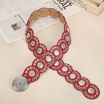 WHIPPY Western Belts for Women Vintage Disc Waist Belts Concho Leather Belts Boho Waist Belt for ... | Amazon (US)