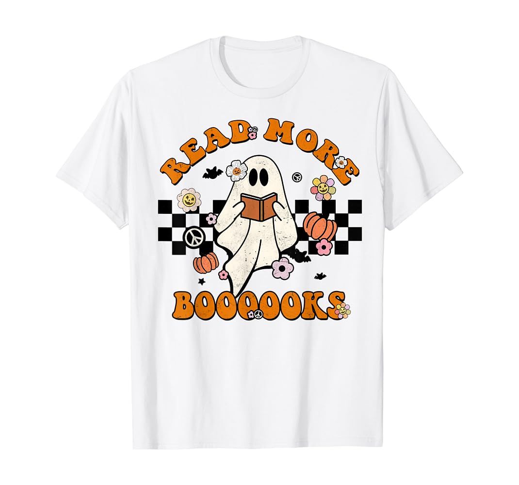 Groovy Halloween Read More Books Cute Boo Read A Book T-Shirt | Amazon (US)