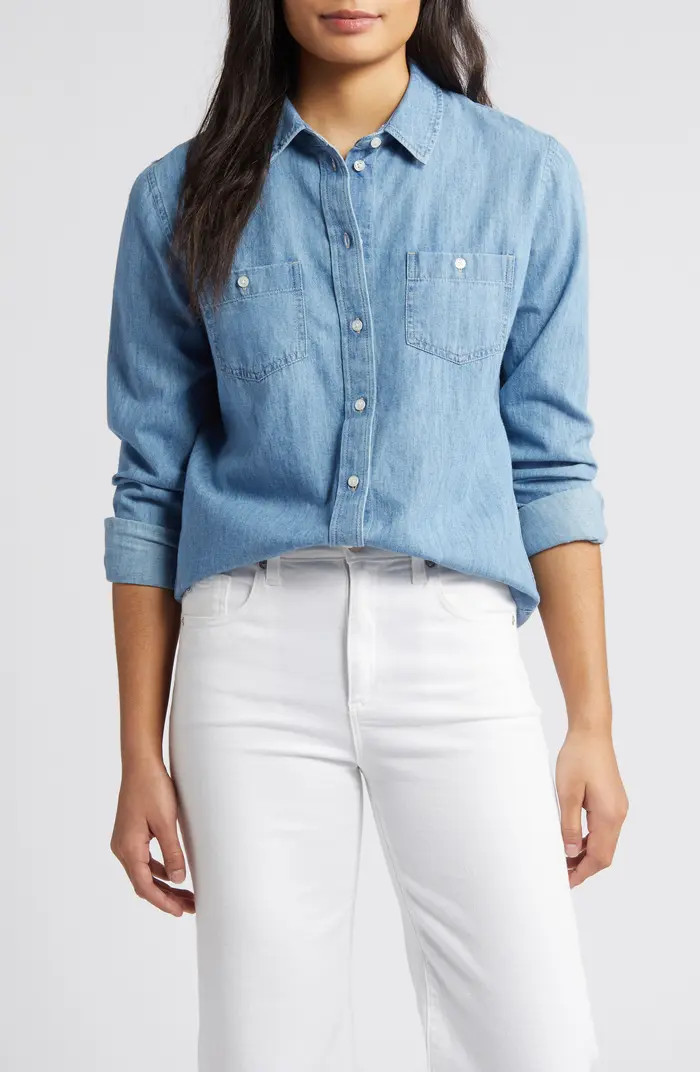 Caslon® Cotton Chambray Button-Up Shirt | Nordstrom | Nordstrom