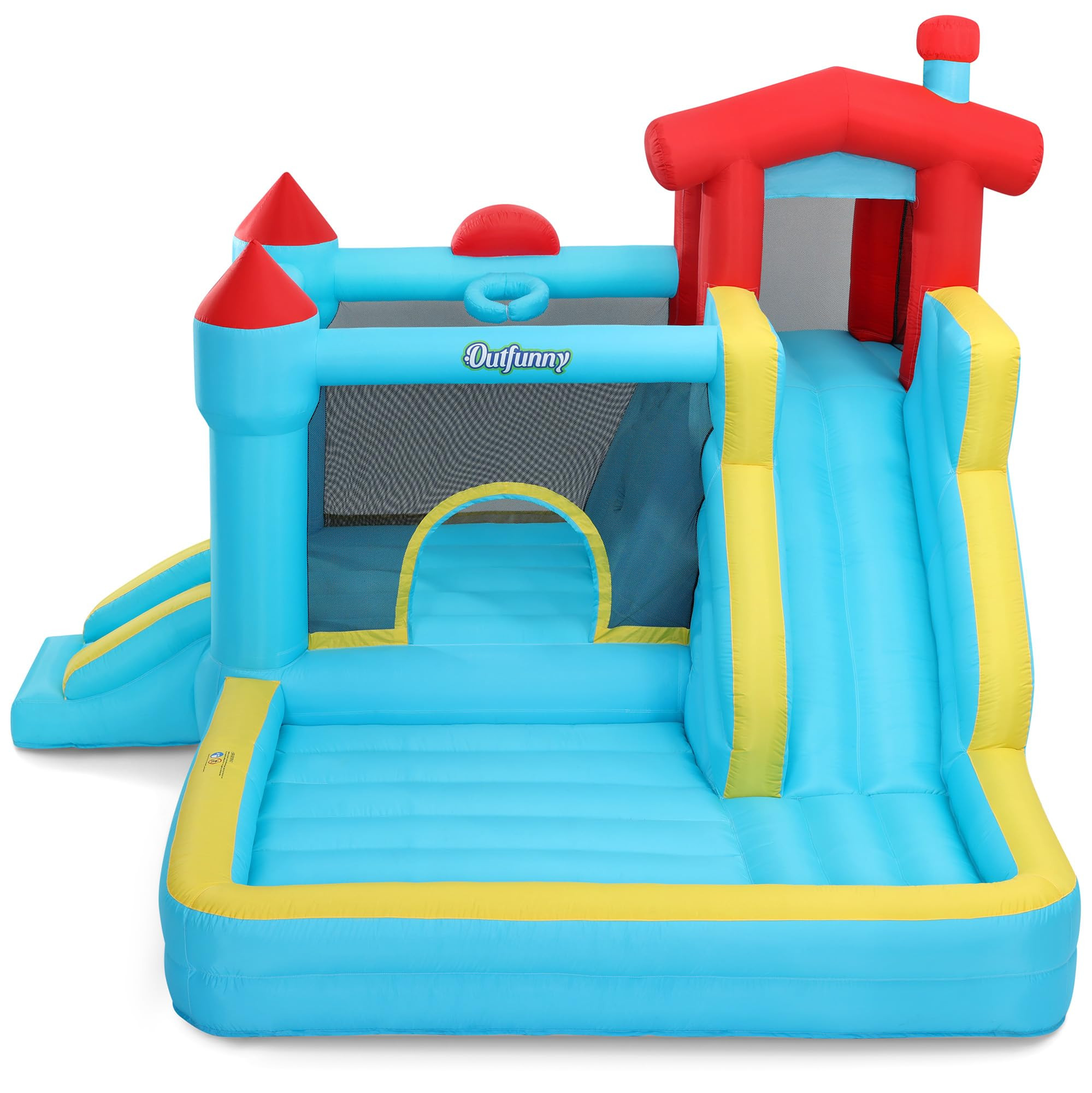 Outfunny Inflatable Bounce House, Kids Bouncy House for Boys 3-12 with Slide, Outdoor & Indoor, 4... | Amazon (US)