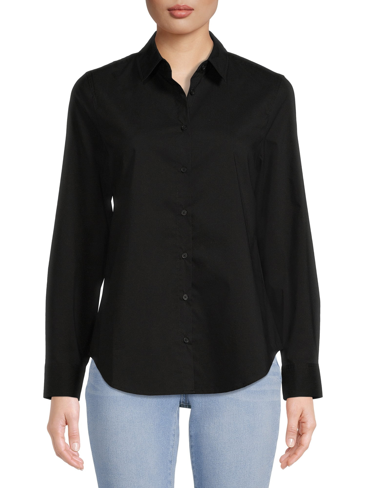 Time and Tru Women's Button Front Shirt - Walmart.com | Walmart (US)