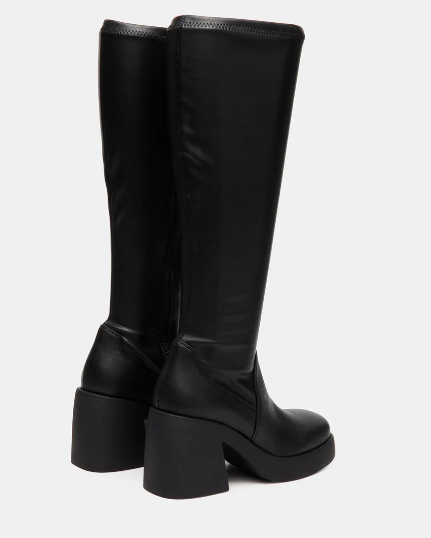 BERKLEIGH Black Wide Calf Knee High Boot | Women's Platform Boots | Steve Madden (US)
