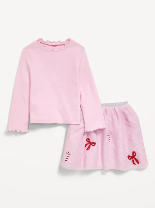 Long-Sleeve T-Shirt and Tutu Skirt Set for Toddler Girls | Old Navy (CA)