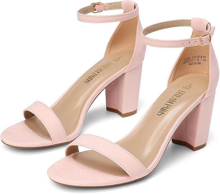 DREAM PAIRS Women's Chunk Low Heel Pump Sandals | Amazon (US)
