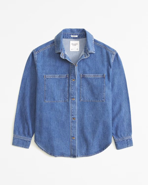 Women's Oversized Denim Shirt | Women's Tops | Abercrombie.com | Abercrombie & Fitch (US)