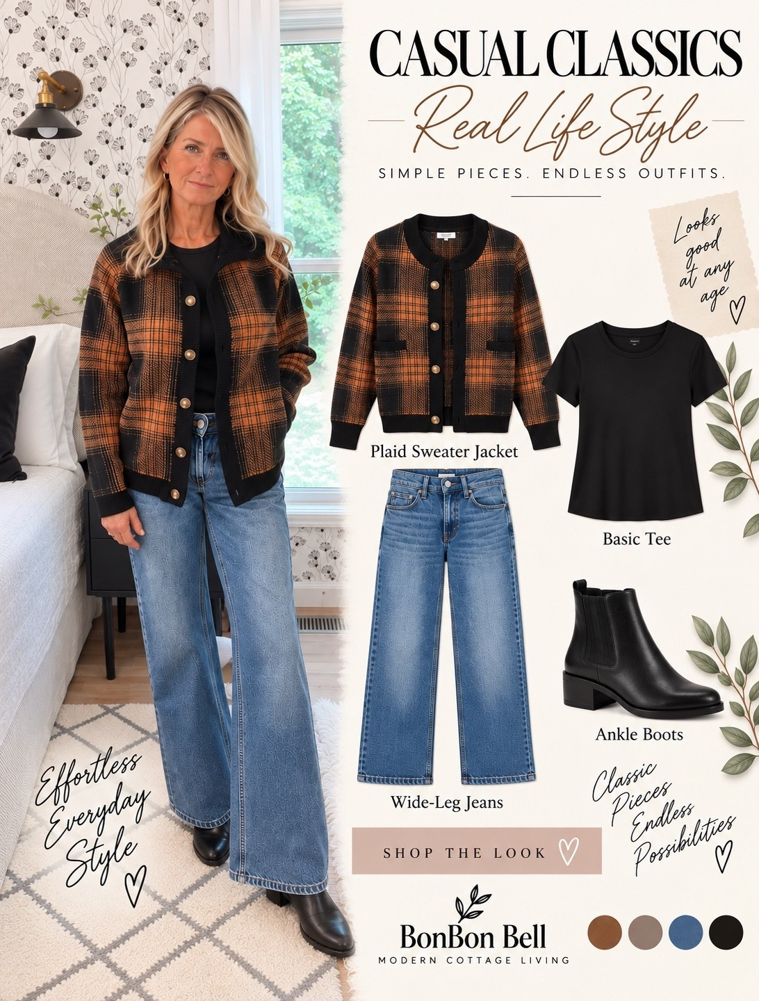 Casual classics for real life. 🤎 This plaid sweater jacket is one of those easy pieces that makes jeans and a simple black tee instantly feel more pulled together. Add wide-leg denim and black ankle boots and you have an effortless fall outfit that’s comfortable, polished, and easy to actually wear.

Because great style doesn’t have an age limit—and the best pieces are the ones you’ll reach for again and again. ✨

Shop the look below.

#LTKOver50 #LTKStyleTip #LTKFashion #FallOutfit #CasualStyle #ClassicStyle #EverydayStyle #BonBonBell