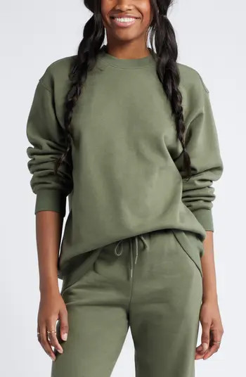 Fleece Detail Oversize Crewneck Sweatshirt | Nordstrom