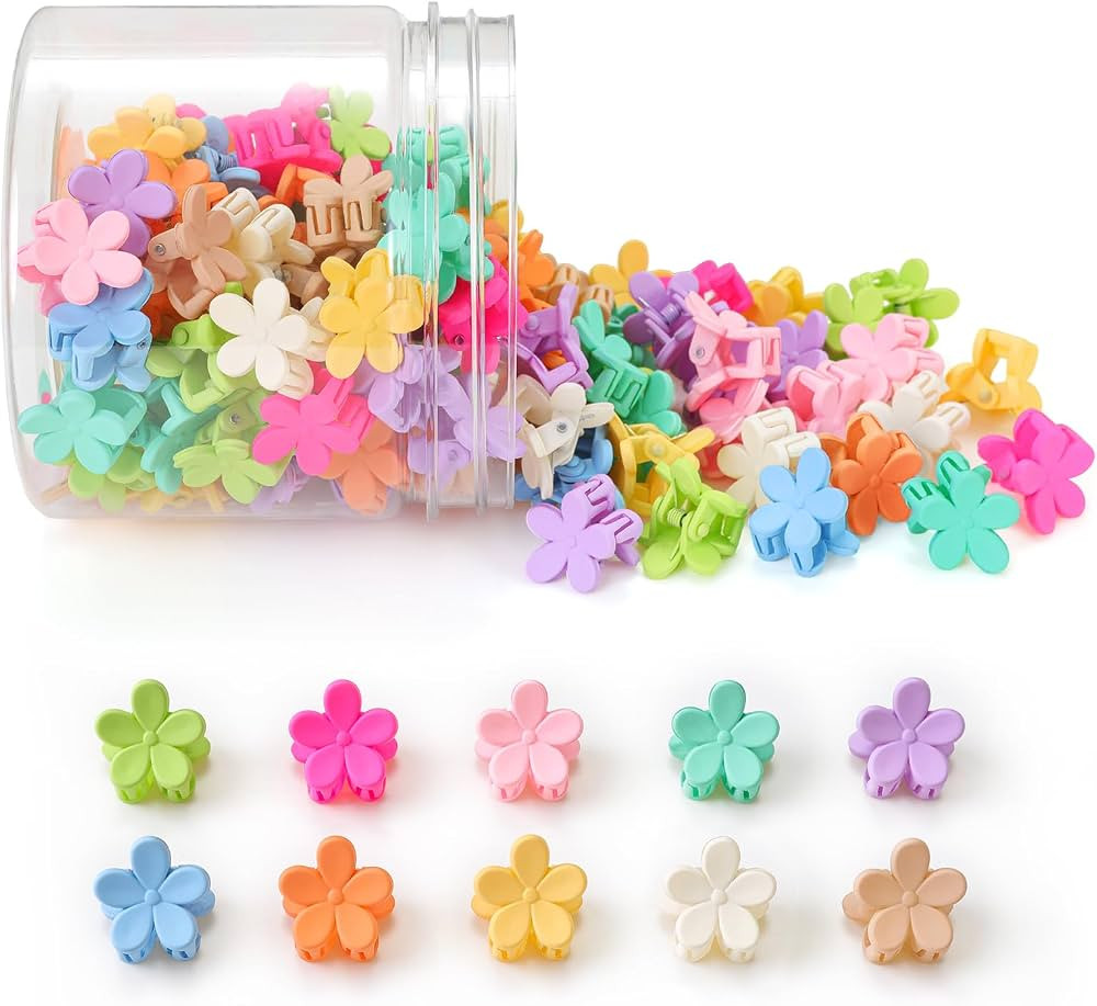 Mini Flower Hair Clips 100Pcs, Small Hair Clips Mini Claw Clips Cute Jaw Clips Hair Pins Hair Bar... | Amazon (US)