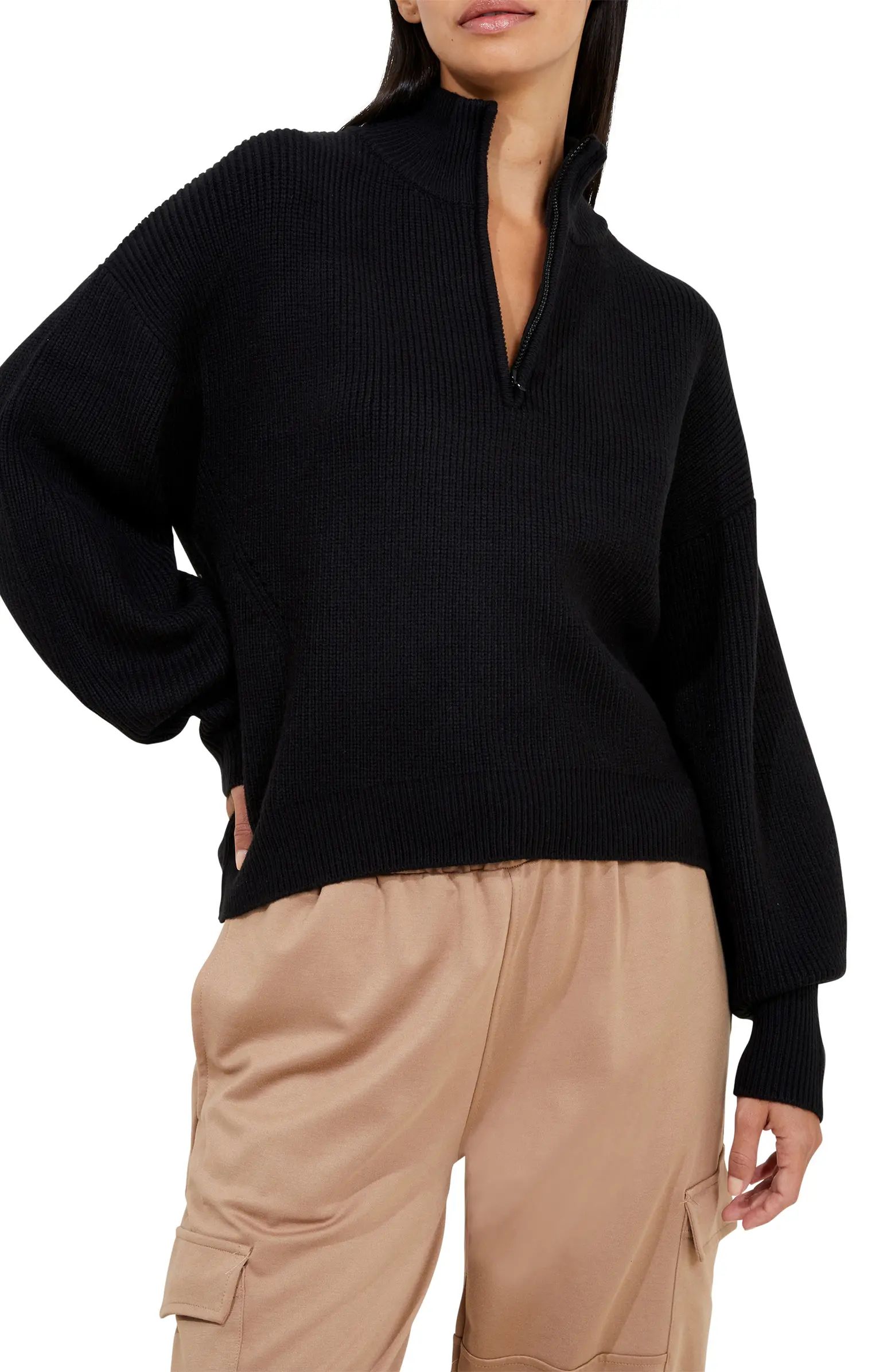 Babysoft Blouson Sleeve Half Zip SweaterFRENCH CONNECTION | Nordstrom