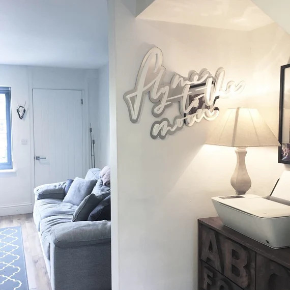 Perspex Wall Signage, Home Decor Signage, Home Decor, Wall Art, Mirrored Typography, Wall Decor, ... | Etsy (US)