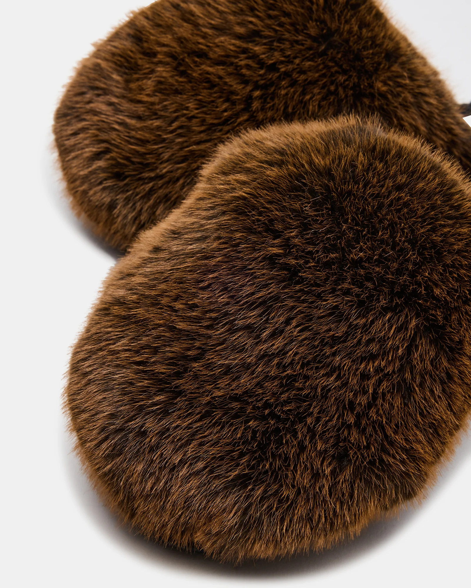POOF Brown Slip-On Faux Fur Mule Women's Flat | Steve Madden (US)