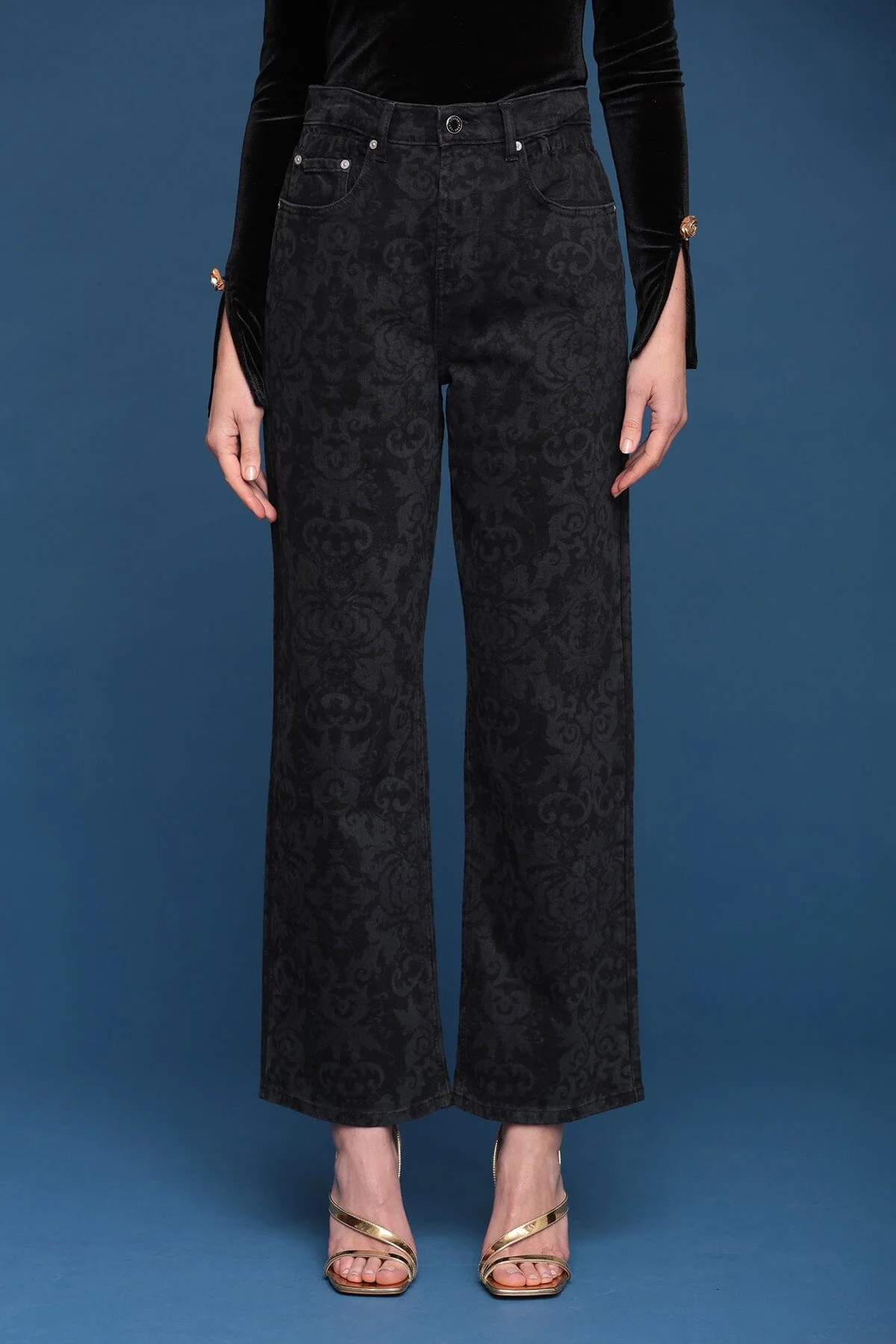 Baroque Print Wide Leg Jeans | Avec Les Filles