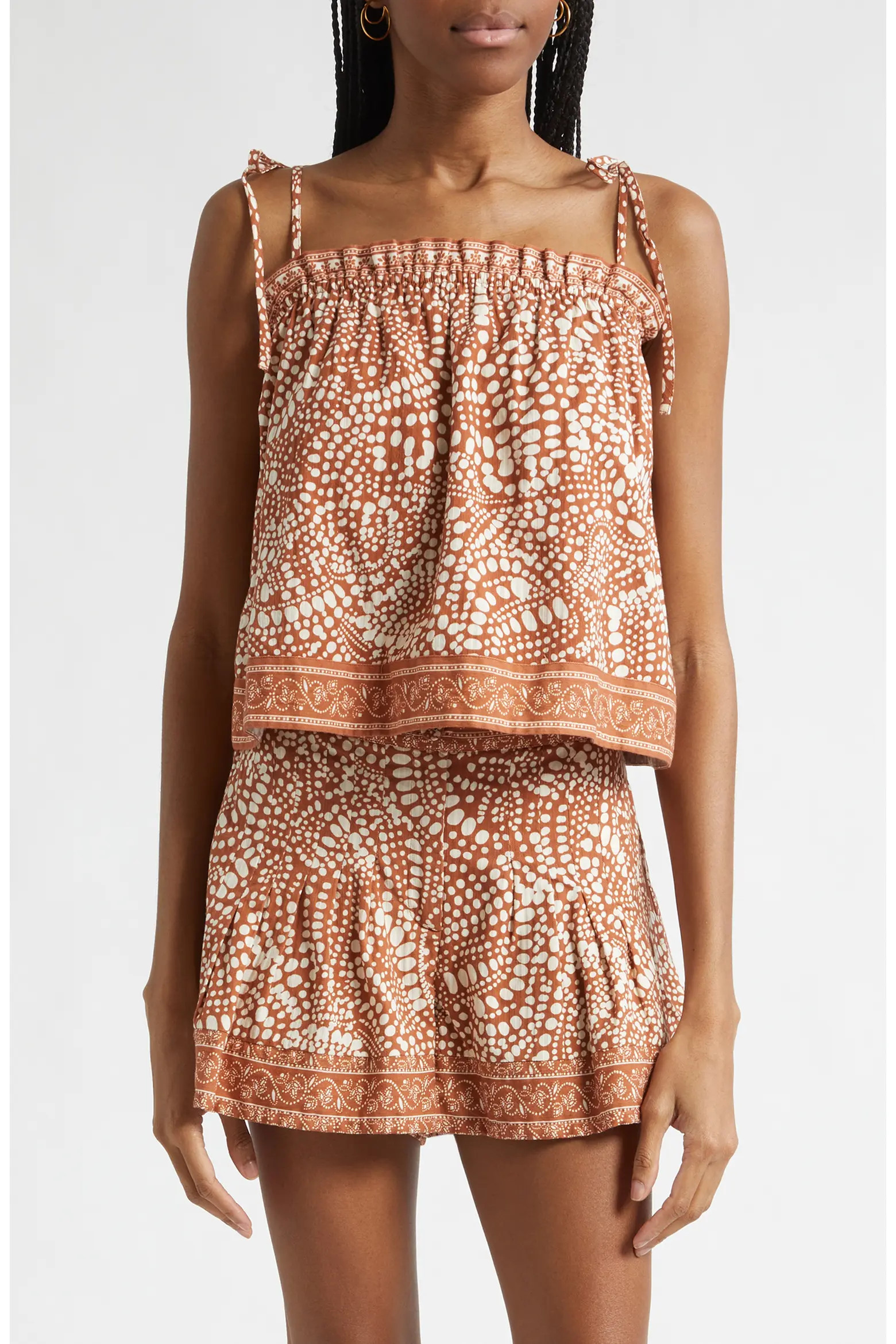 Scarlett Print Cotton Tie Shoulder Top (Women) | Nordstrom | Nordstrom