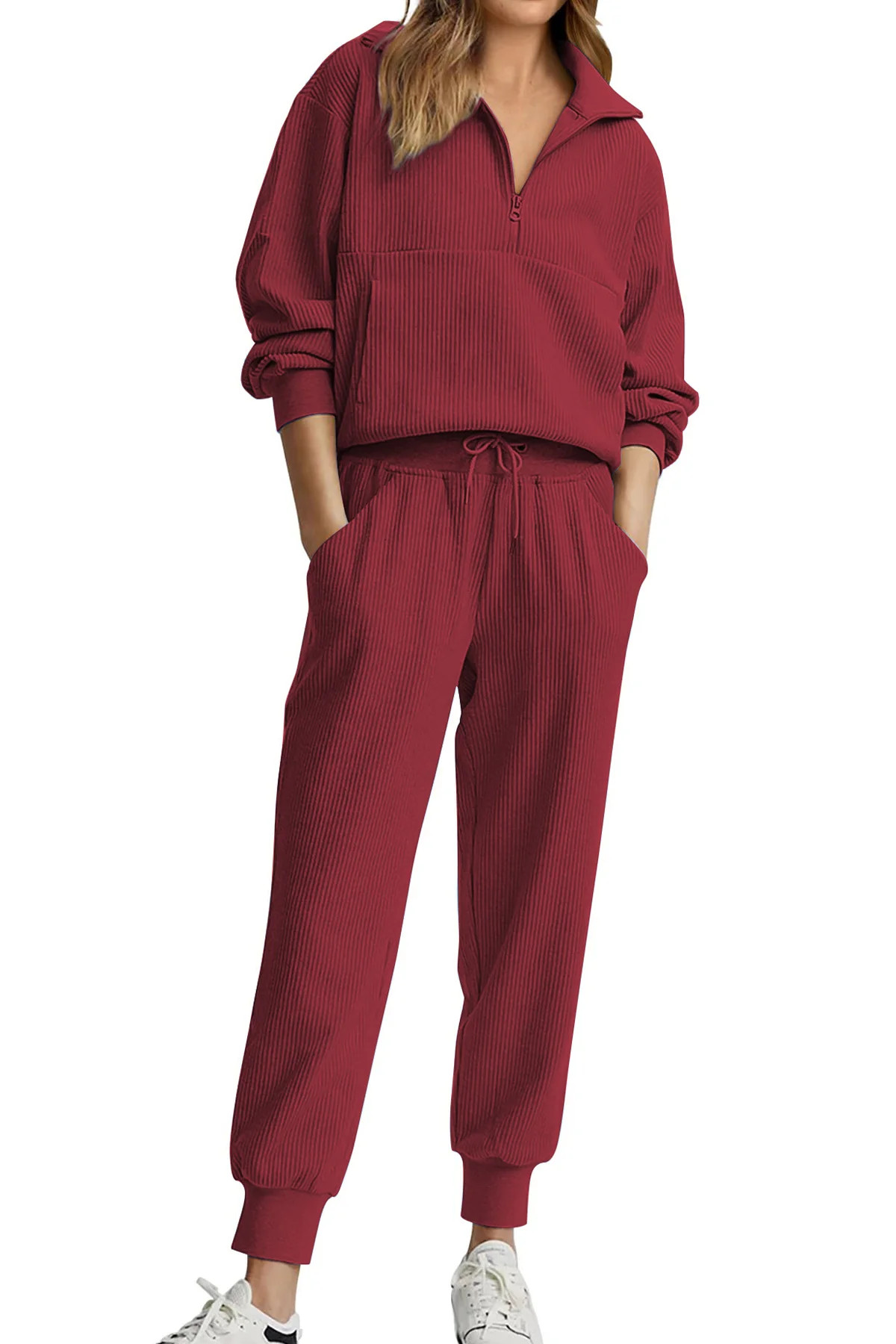 Fantaslook Womens 2 Piece Outfits Long Sleeve Half Zip Sweatsuits with Pockets Pullover Lounge Se... | Walmart (US)