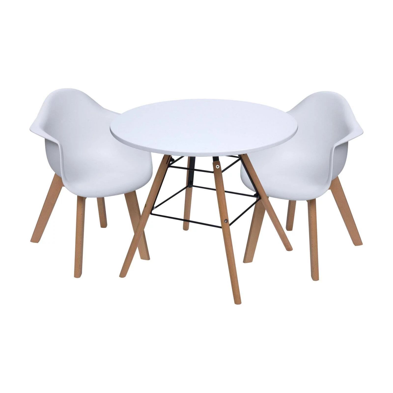 Gift Mark Mid-Century Modern Round Kids Table with White Arm Chairs | Walmart (US)
